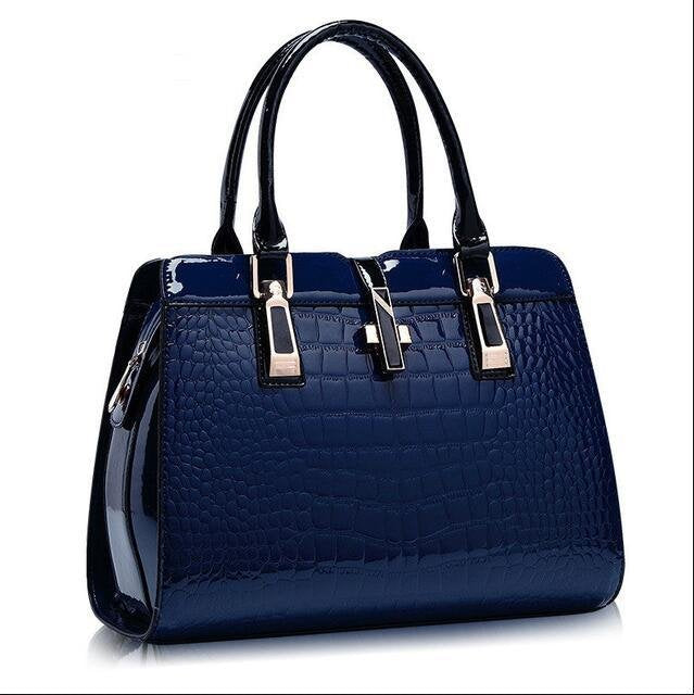 Sac à main femme en cuir luxe noir brillant - Foivo