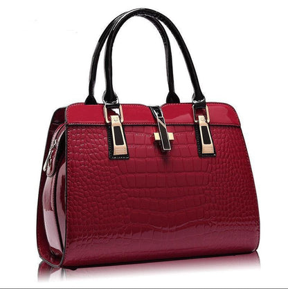 Sac à main femme en cuir luxe noir brillant