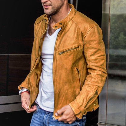 Veste cuir synthétique homme vintage élégant