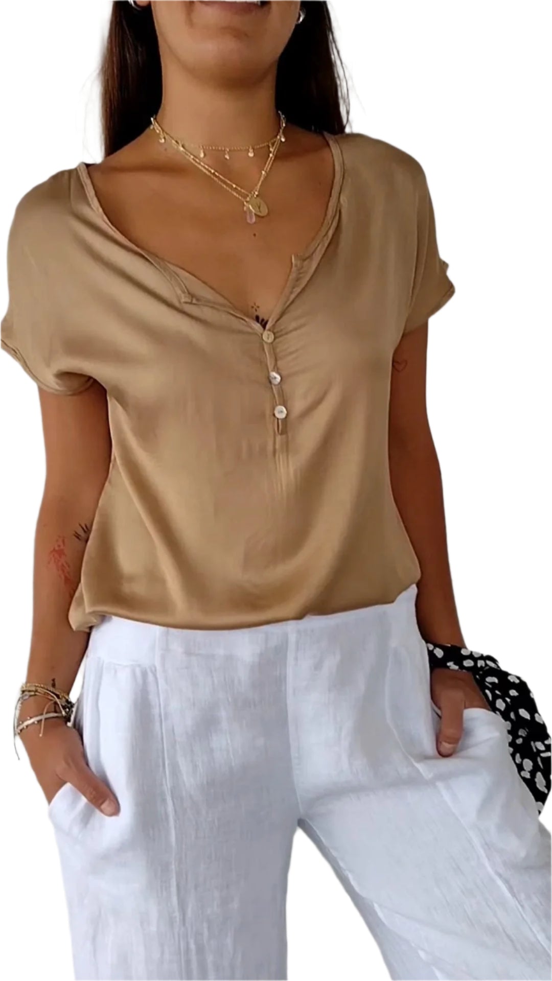 Chemisier Féminin Boutonné En Coton - BlxckFR