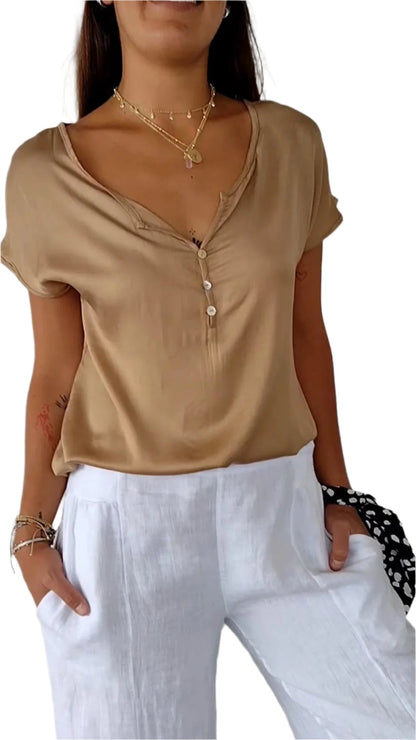 Chemisier Féminin Boutonné En Coton - BlxckFR
