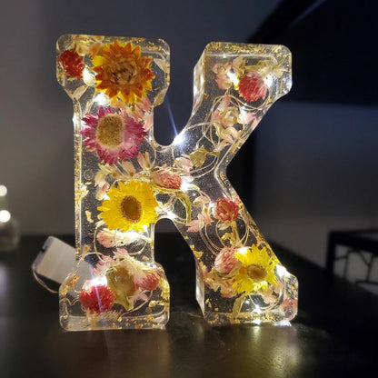 Lampe Résine Élégante aux Fleurs Séchées