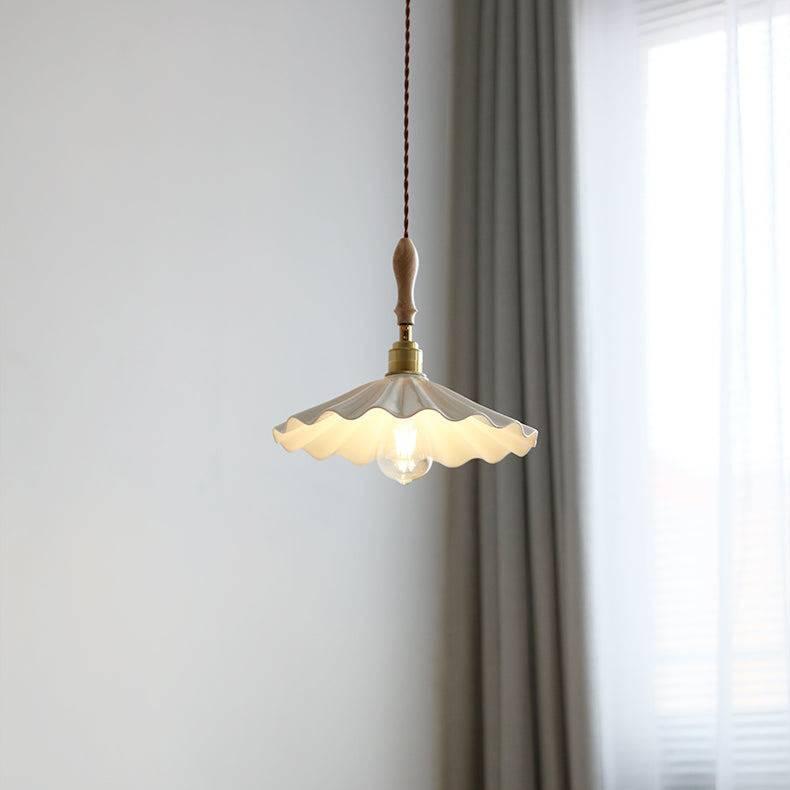 Lampe Suspendue Élégante en Céramique avec Accents Bois - Foivo