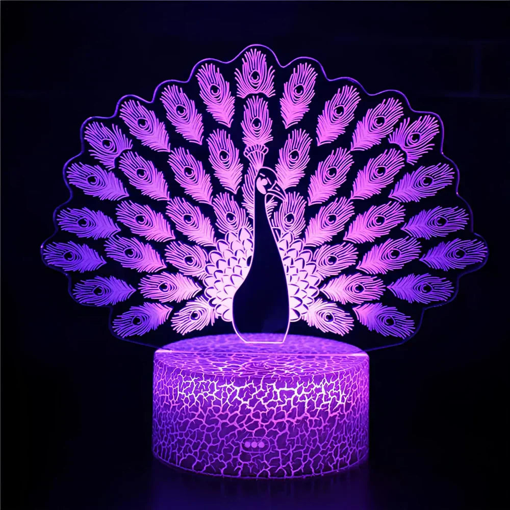 Veilleuse LED 3D Élégante avec Base Décorative