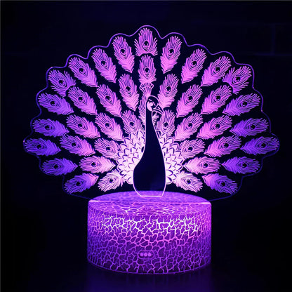 Veilleuse LED 3D Élégante avec Base Décorative