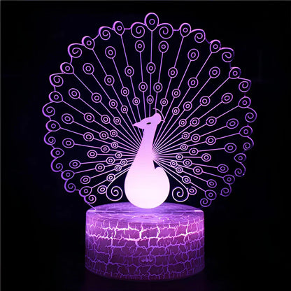 Veilleuse LED 3D Élégante avec Base Décorative