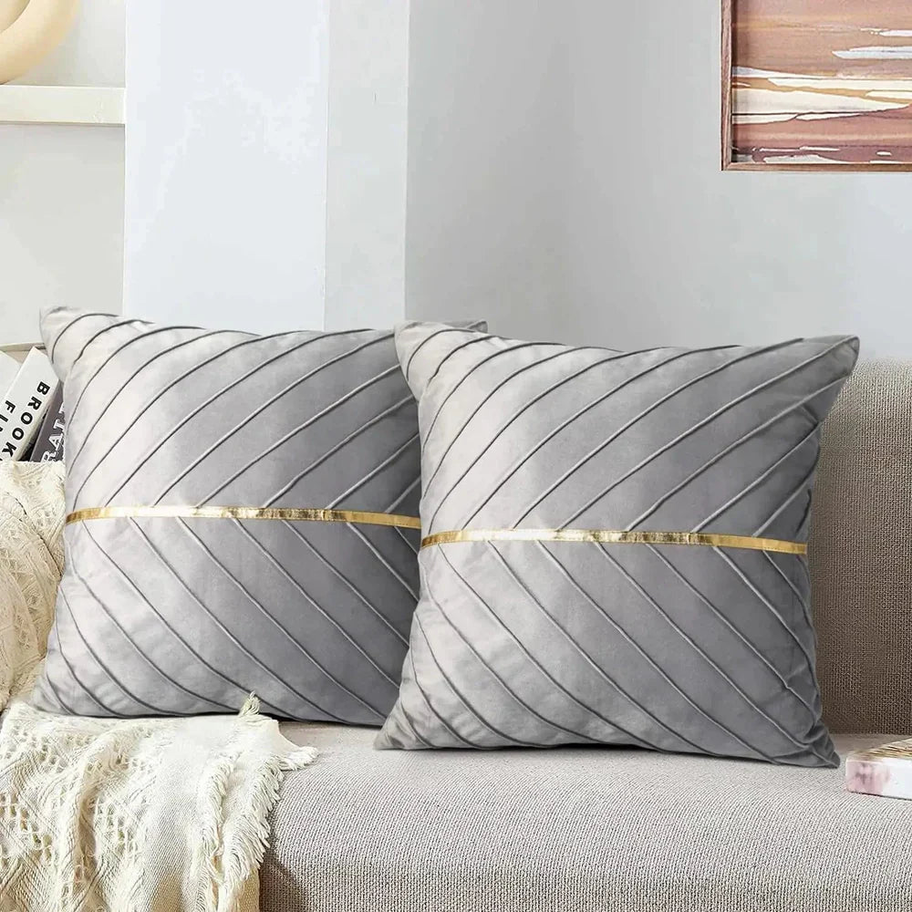 Coussins Luxe Rayures Or