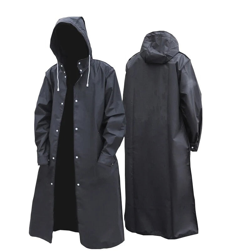 Veste de pluie imperméable unisexe à capuche coupe droite - Foivo