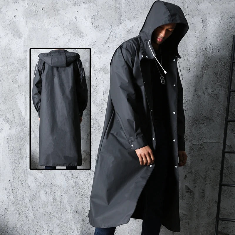 Veste de pluie imperméable unisexe à capuche coupe droite