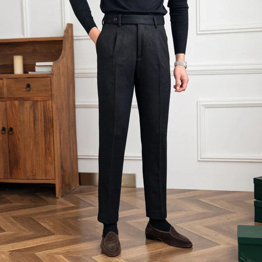 Pantalon Élégant Noir Laine Mérinos - Foivo