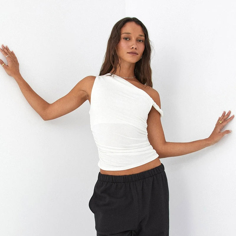 Débardeur Femme Coupe Courte Épaules Dénudées