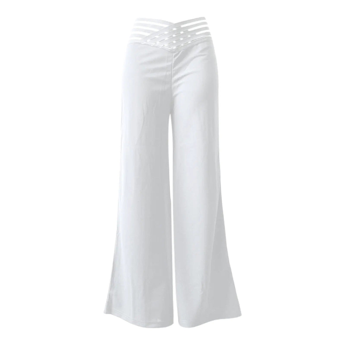 Pantalon Femme Maille Transparente Croisée Coupe Évasée