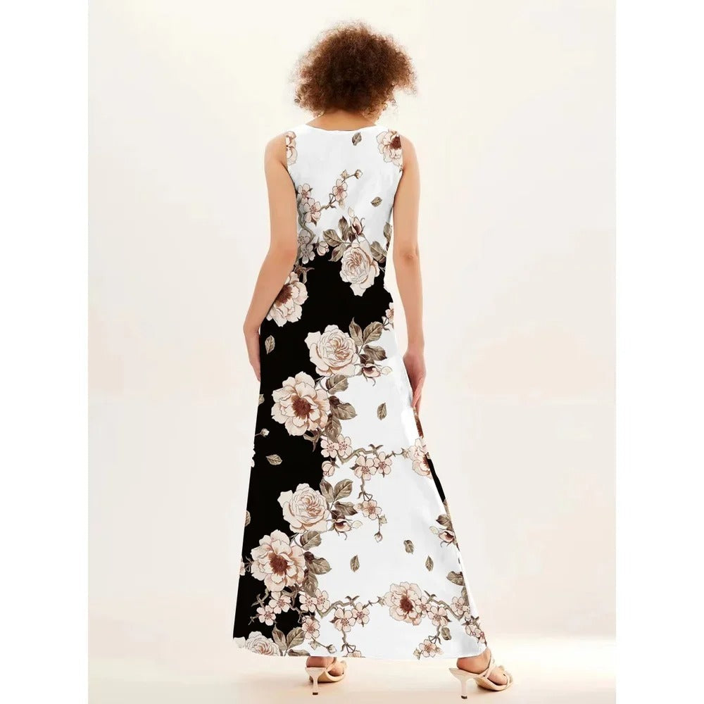 Robe Femme Sans Manches Style Bohème Coupe Fluide