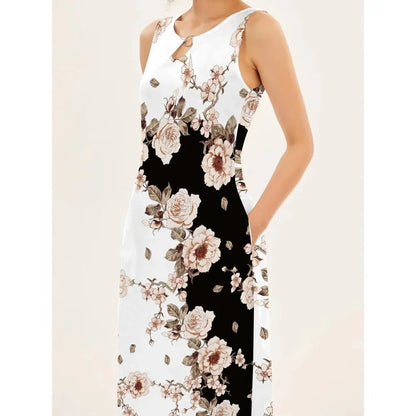 Robe Femme Sans Manches Style Bohème Coupe Fluide