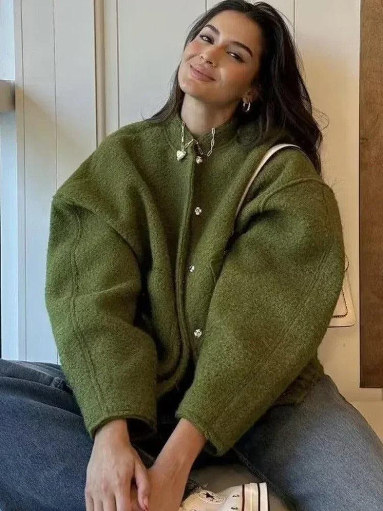 Blouson Aviateur Femme Tweed Coupe Oversize