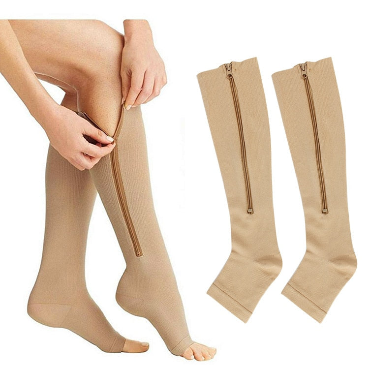 Chaussettes de Compression à Fermeture Éclair pour Meilleure Circulation - Foivo