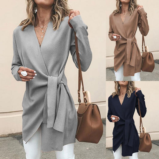 Veste Longue Élégante avec Ceinture - BlxckFR
