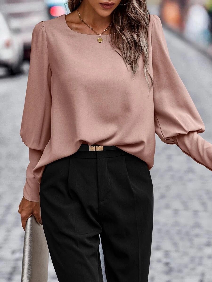 Blouse Féminine Manches Longues en Tissu Douillet pour Tous les Jours