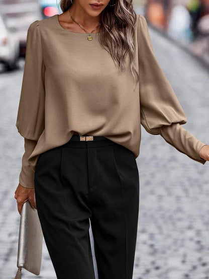 Blouse Féminine Manches Longues en Tissu Douillet pour Tous les Jours
