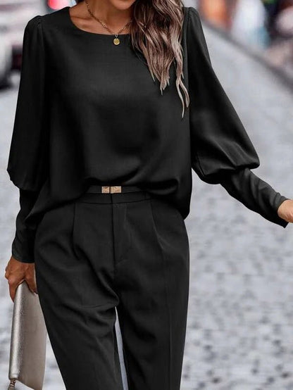 Blouse Féminine Manches Longues en Tissu Douillet pour Tous les Jours
