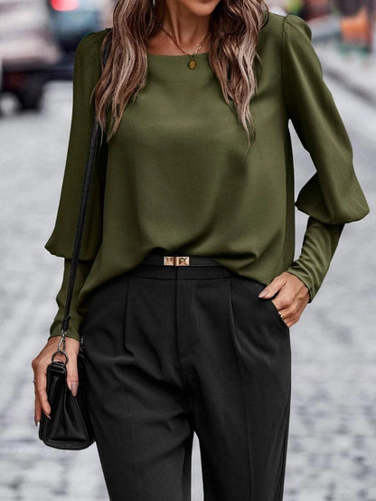 Blouse Féminine Manches Longues en Tissu Douillet pour Tous les Jours