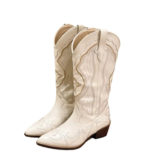 Bottes Femmes Ouest Élégantes Mollet Haut - BlxckFR