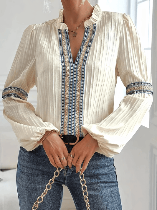 Blouse Féminine Manches Longues Décontractée - Foivo