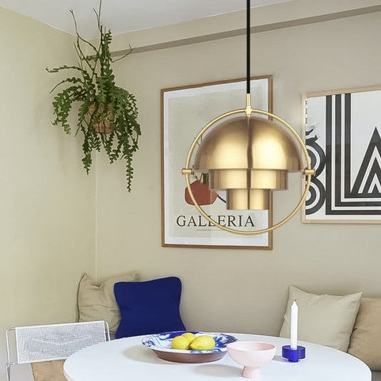 Luminaire Suspendu LED Design – Plafonnier Métal Chic à Couches Tournantes - Foivo