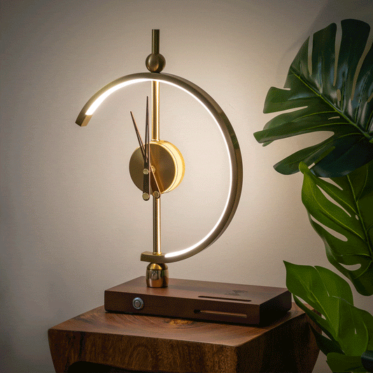 Lampe Réveil Design Contemporain avec Chargeur sans Fil - Bois et Métal Chic - Foivo