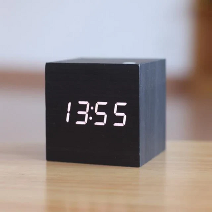 Horloge Numérique Bois Écran LED