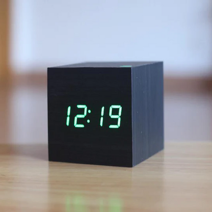 Horloge Numérique Bois Écran LED