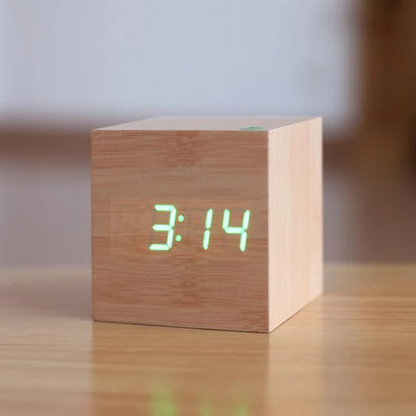 Horloge Numérique Bois Écran LED