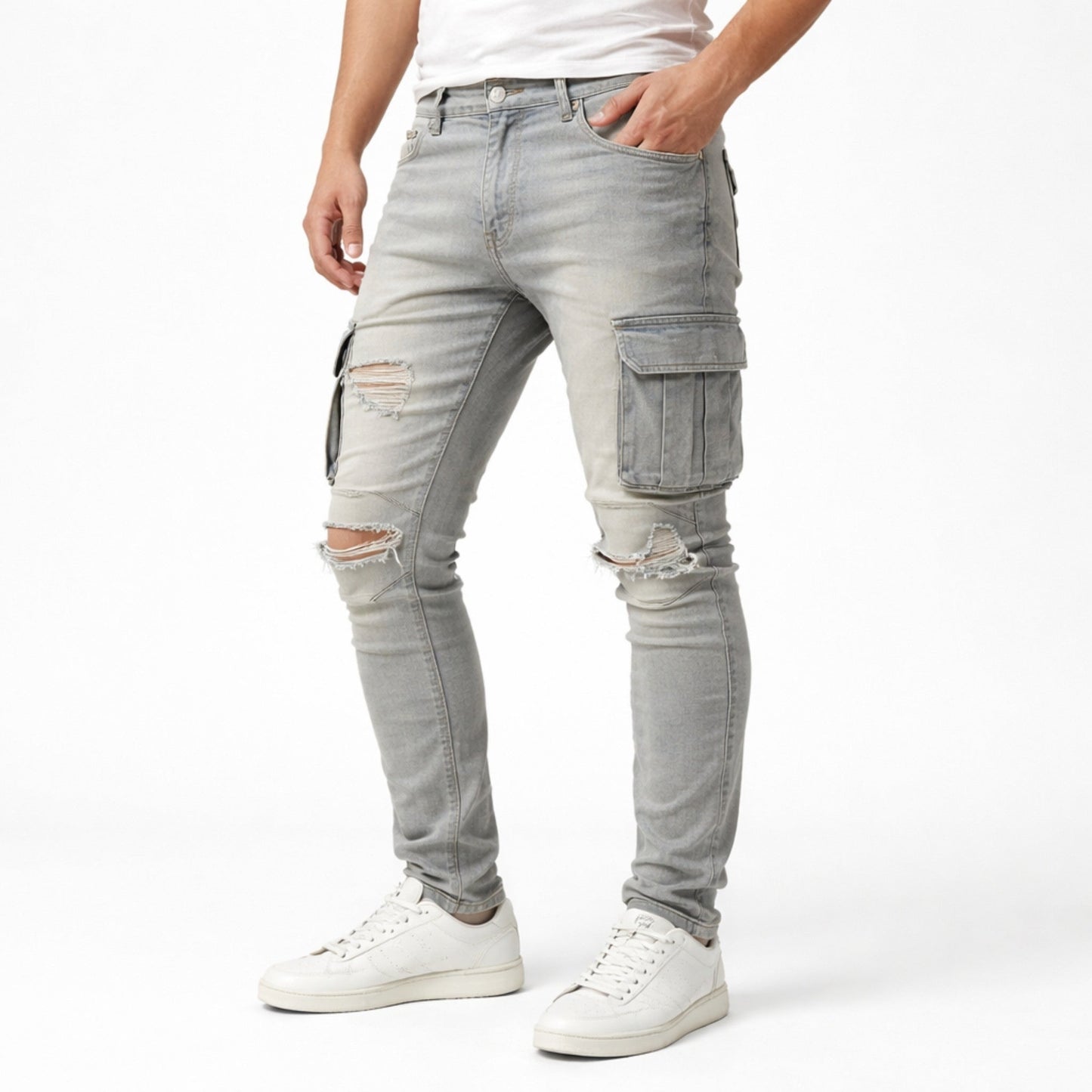 Pantalon Cargo Homme Coton Pratique Coupe Moderne avec Poches