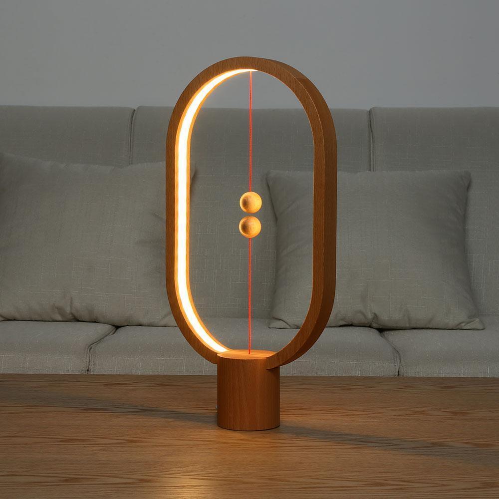 Lampe de Table en Bois avec Interrupteur Magnétique