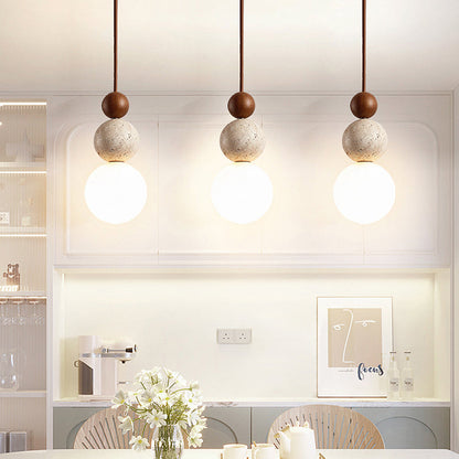 Lampe Suspendue en Verre et Bois Naturel Élégant - Foivo