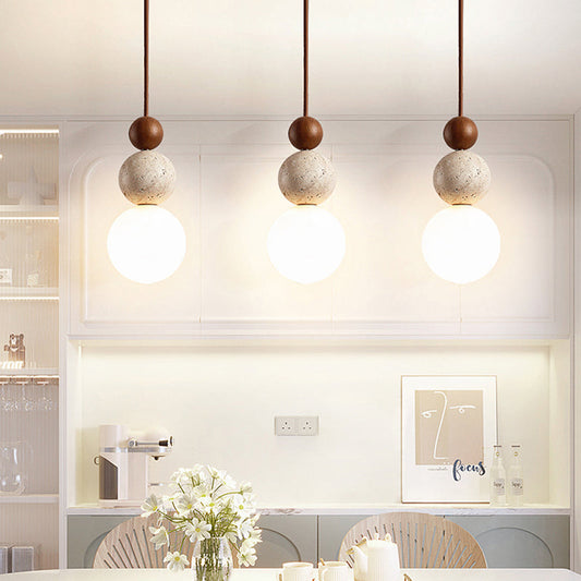 Lampe Suspendue en Verre et Bois Naturel Élégant - Foivo