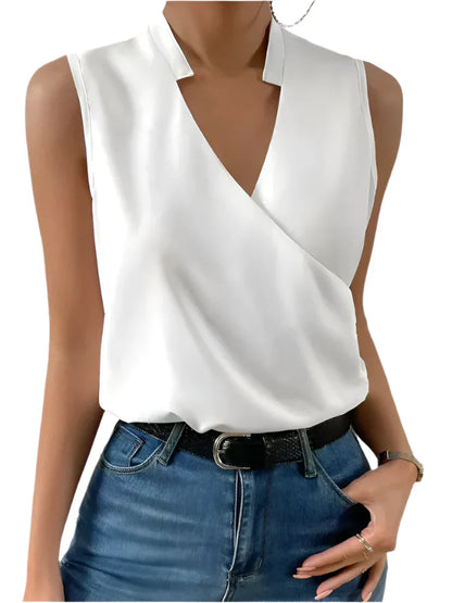 Blouse Femme Élégante Sans Manches Col en V