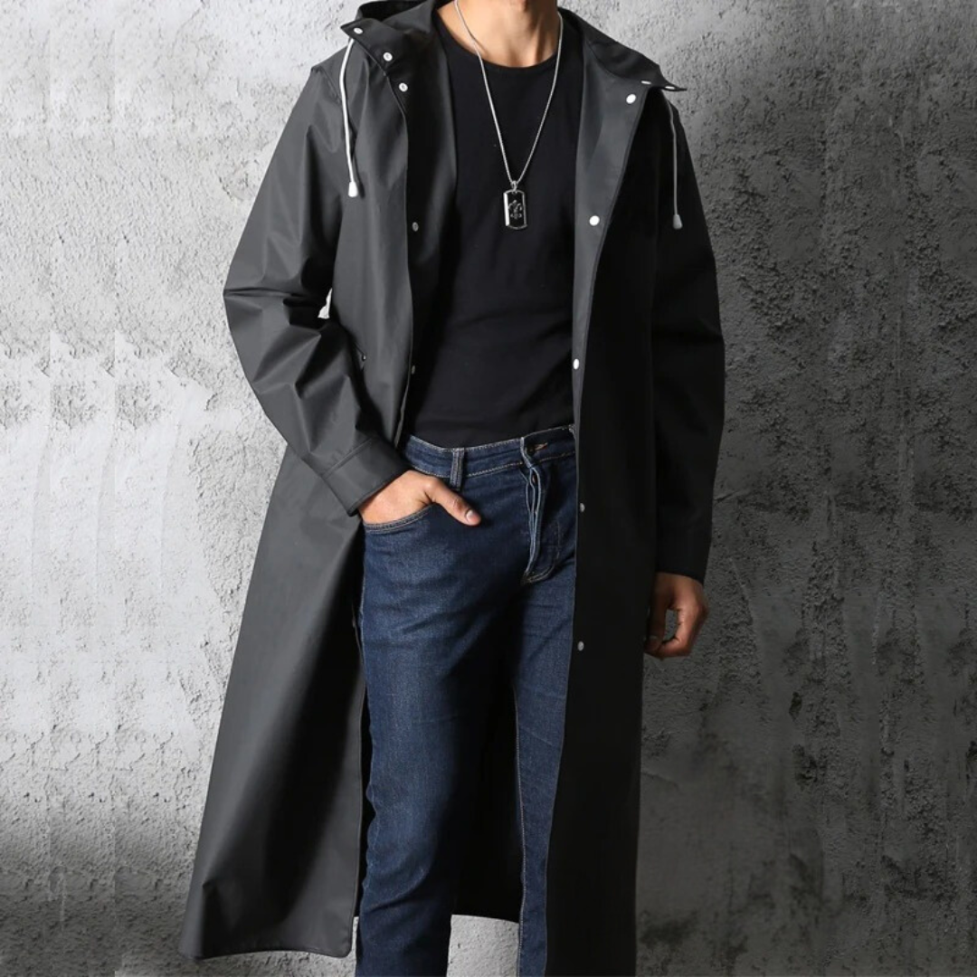 Veste de pluie imperméable unisexe à capuche coupe droite