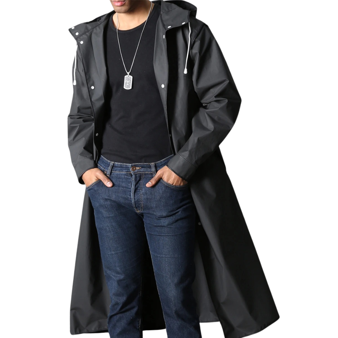 Veste de pluie imperméable unisexe à capuche coupe droite