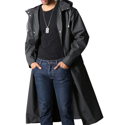 Veste de pluie imperméable unisexe à capuche coupe droite