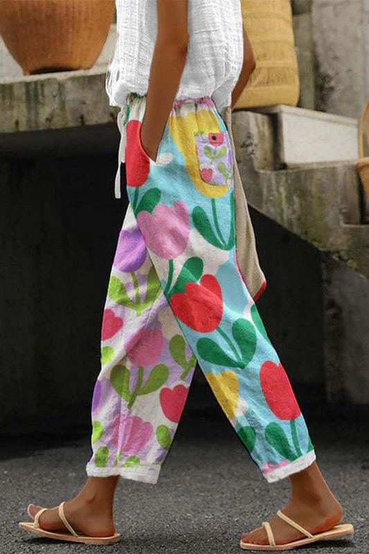 Pantalon décontracté à imprimé floral - BlxckFR