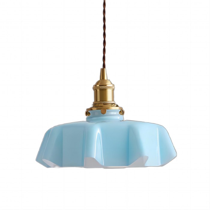 Luminaire Suspendu Vintage Floral en Verre - Chic Rétro