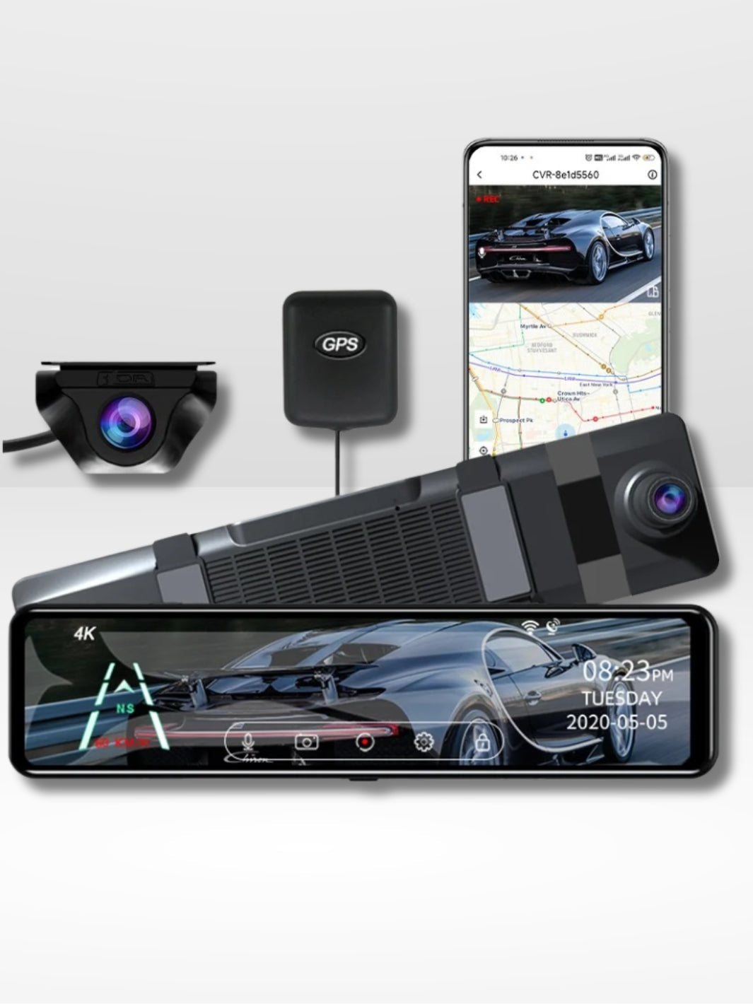 Rétroviseur Caméra HD Intégrant GPS et Enregistrement