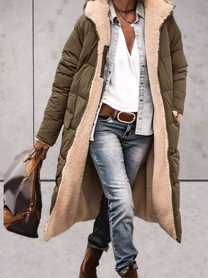 Manteau Hivernal Long Doublé Fourrure pour Femme