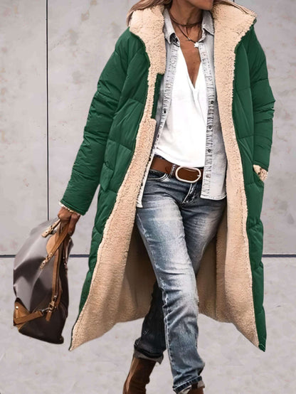 Manteau Hivernal Long Doublé Fourrure pour Femme