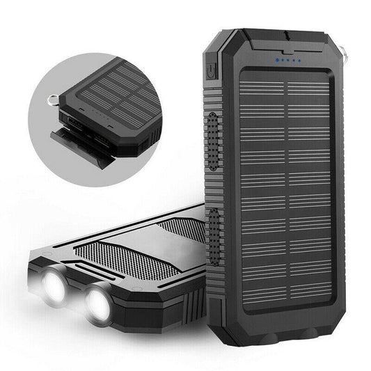 Batterie Solaire Imperméable 500000mAh | Chargeur de Voyage avec Lampe LED Puissante - Foivo