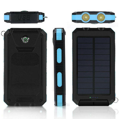 Batterie Solaire Imperméable 500000mAh | Chargeur de Voyage avec Lampe LED Puissante