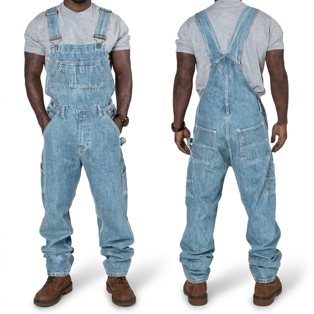 Salopette Homme Coton Poches Fonctionnelles Coupe Décontractée - Foivo