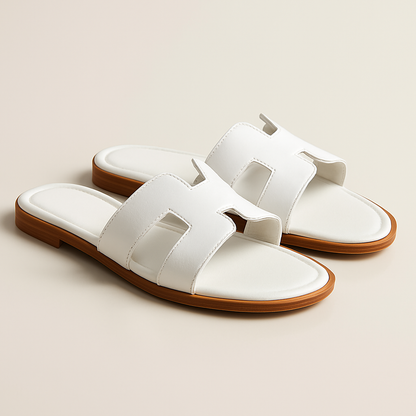 Sandales Plates en Cuir Découpe Élégantes - BlxckFR