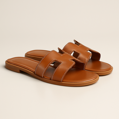 Sandales Plates en Cuir Découpe Élégantes